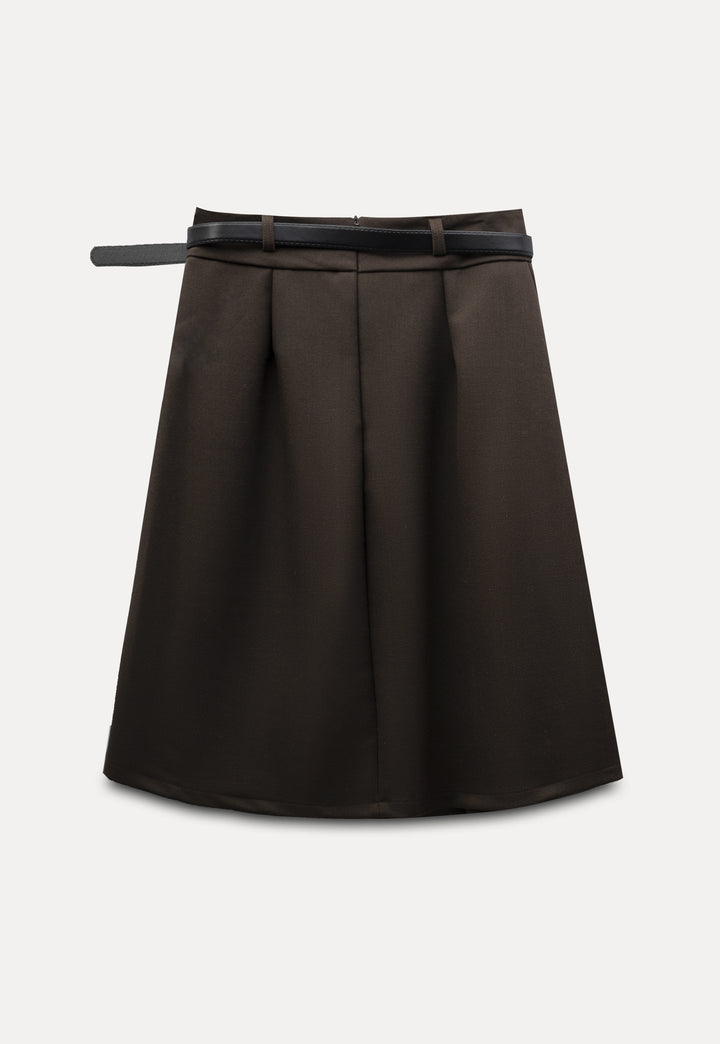 Women's Pleated Skirt with Belt Detail