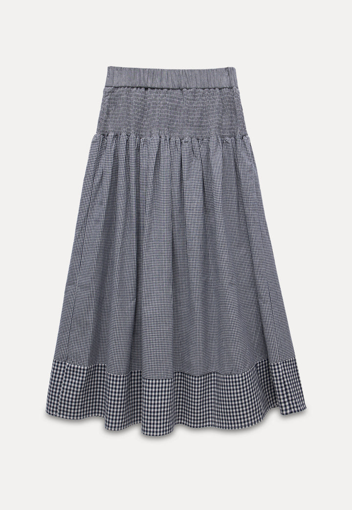 Vintage Gingham High-Waist Midi Skirt