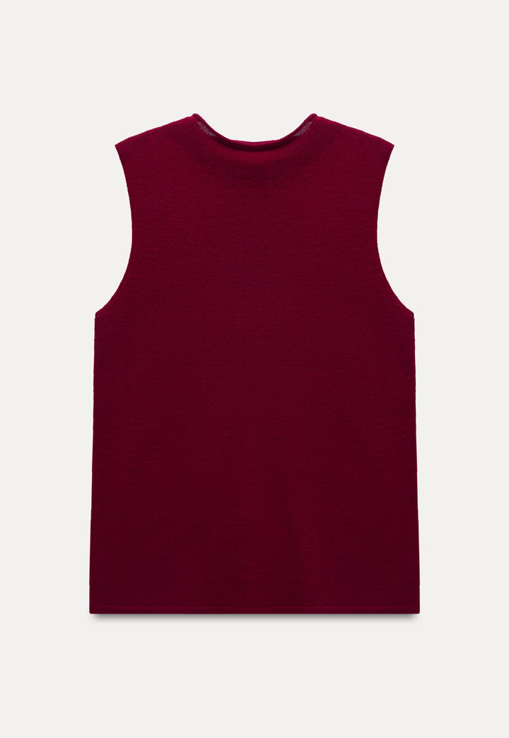 Sleeveless High-Neck Knit Tank Top