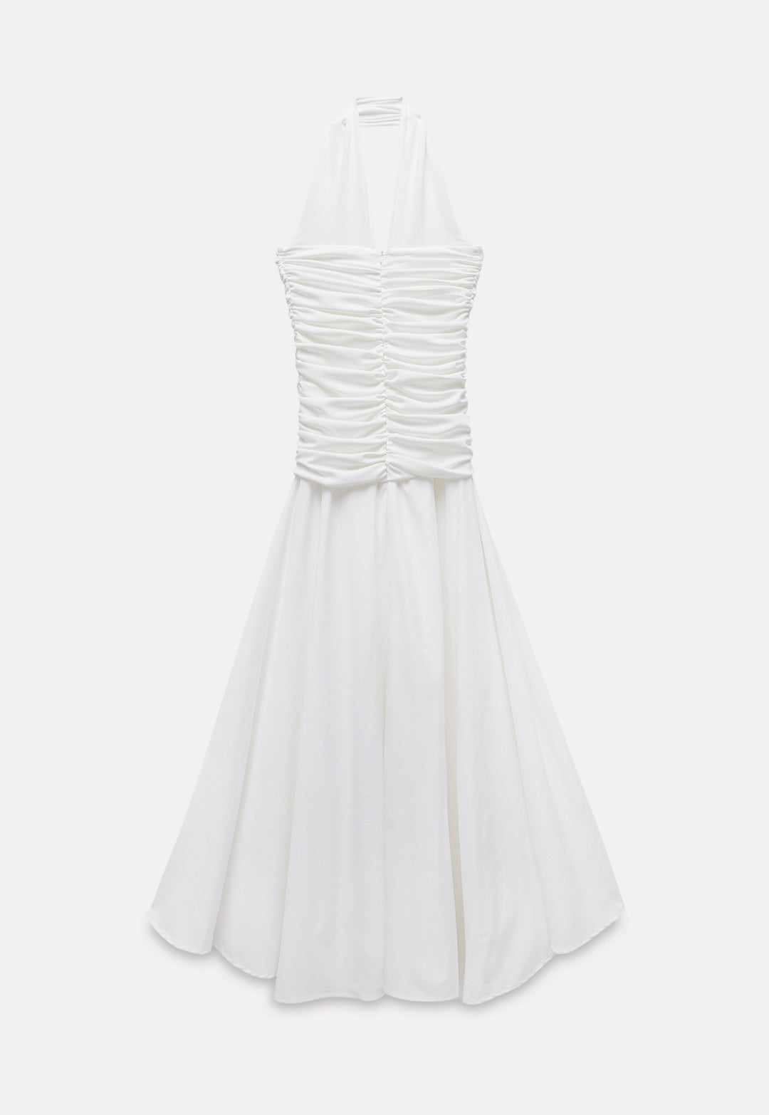 Ruched Halter Dress with Flowy Hem