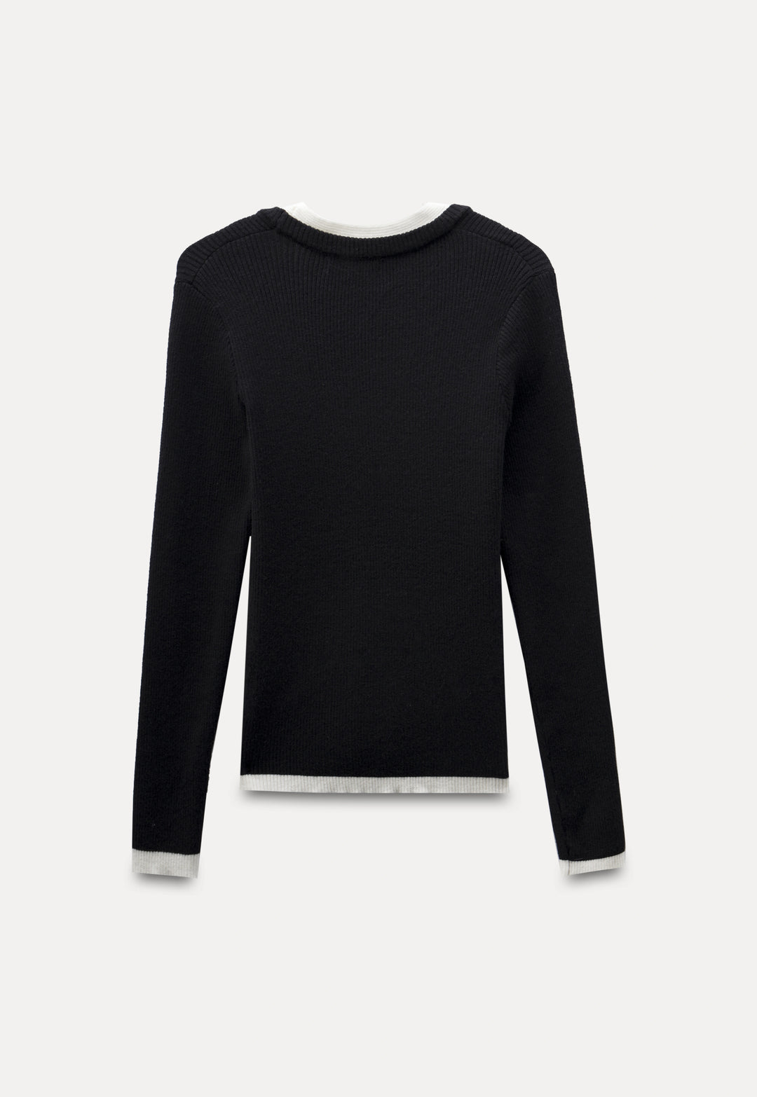 Contrast V-Neck Knit Sweater