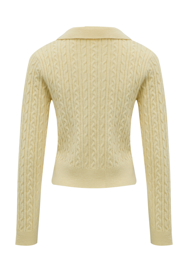 Women's Cable Knit V-Neck Knit Top