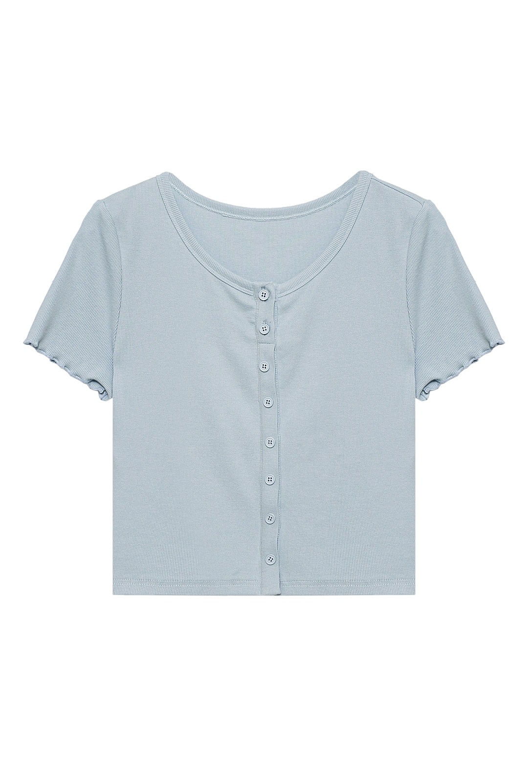 Women's Button-Front Short Sleeve Ribbed Top