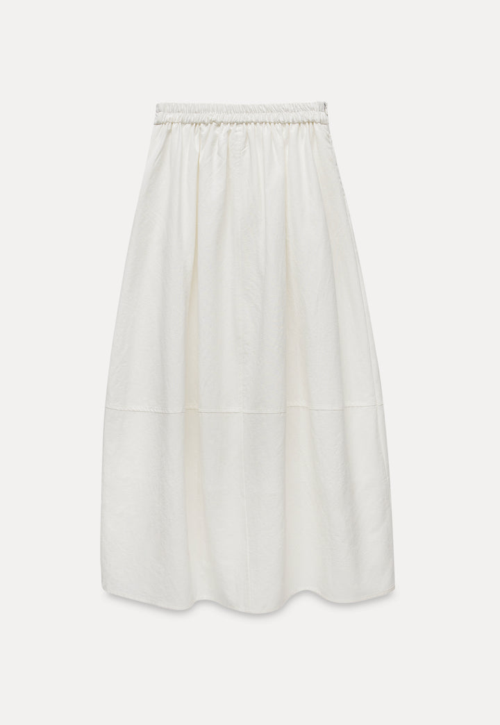 Elastic Waist Midi A-Line Skirt