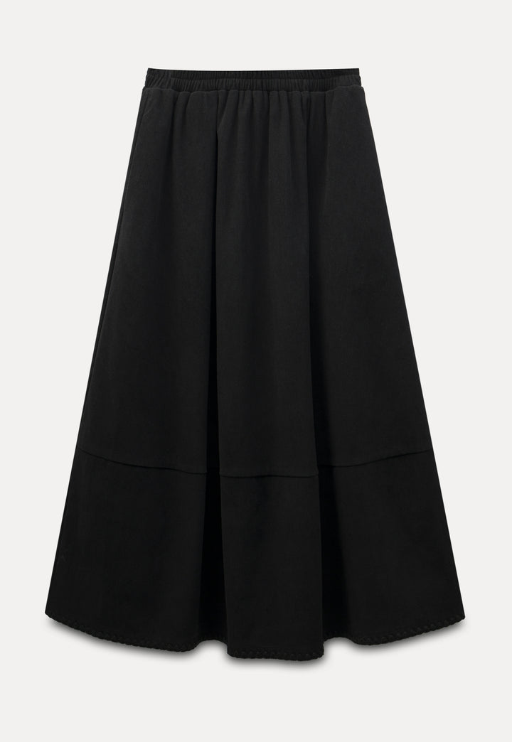 Flared Midi Skirt with Elastic Waist