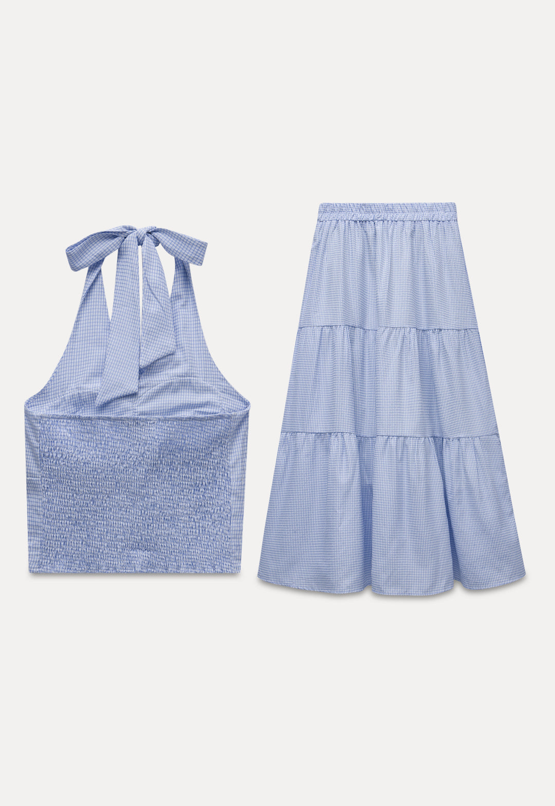 Gingham Halter Top & Tiered Skirt Set