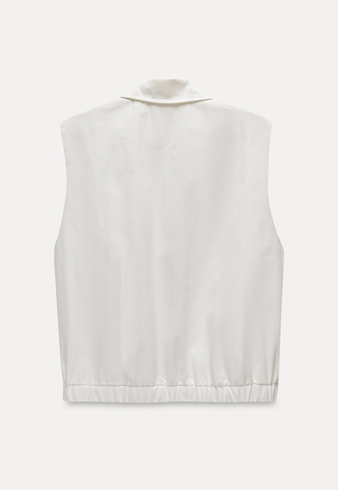 Women’s White Ruffle Front Zip Vest