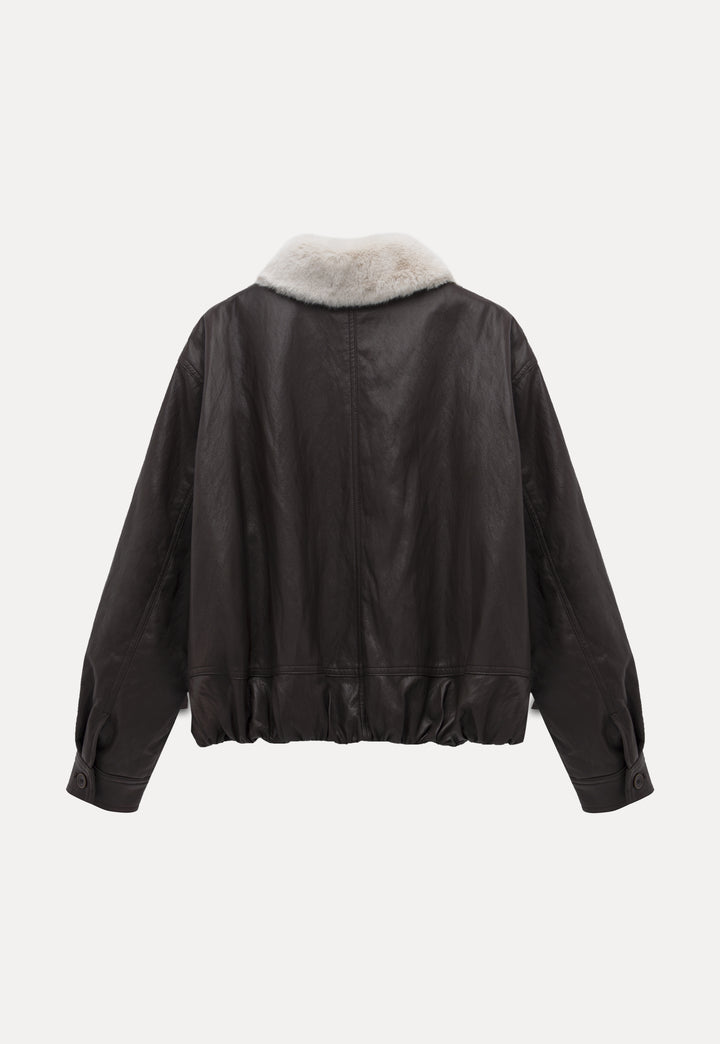 Women's Faux Leather Bomber Jacket