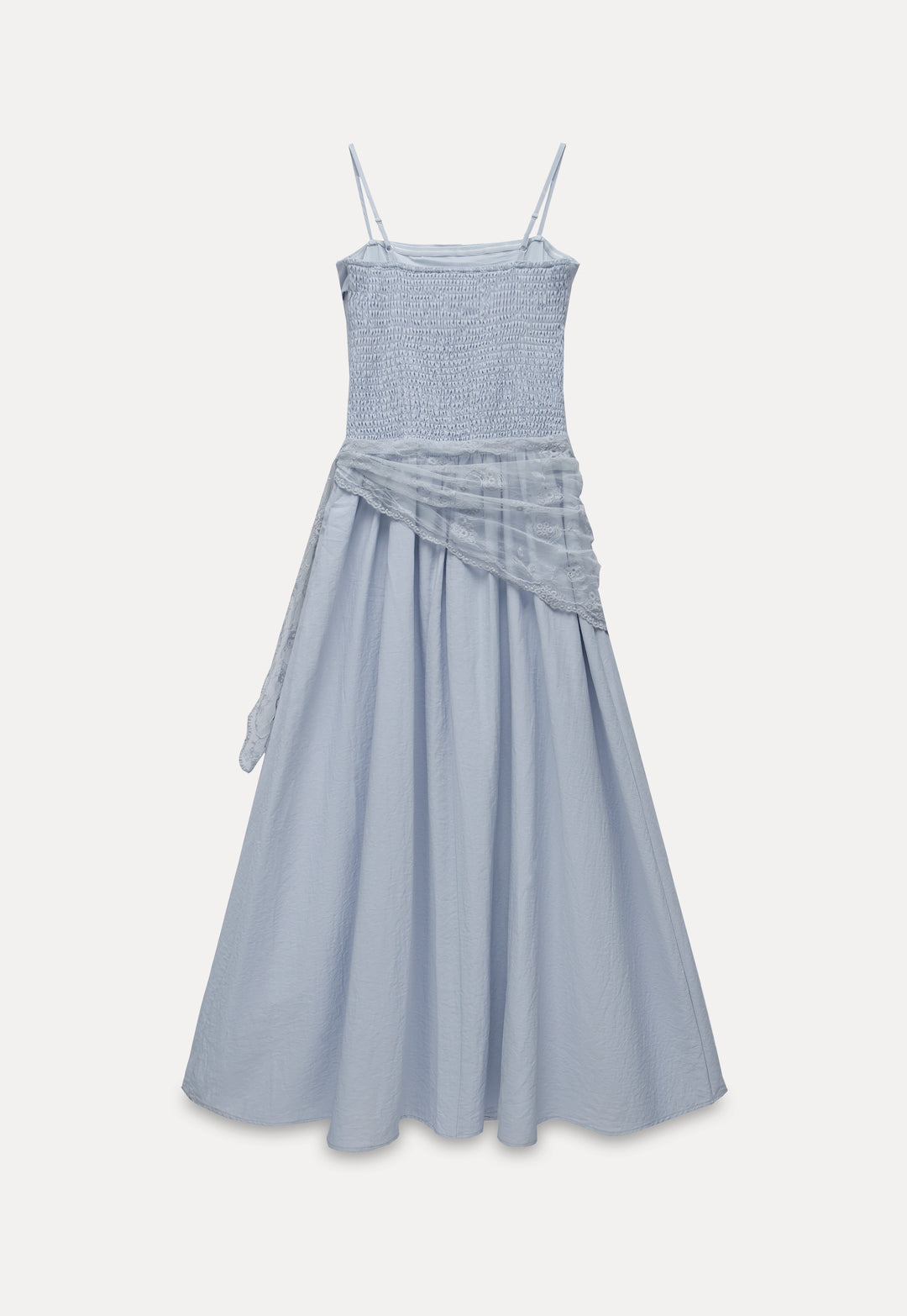 Women’s Light Blue Lace-Trimmed Spaghetti Strap Dress