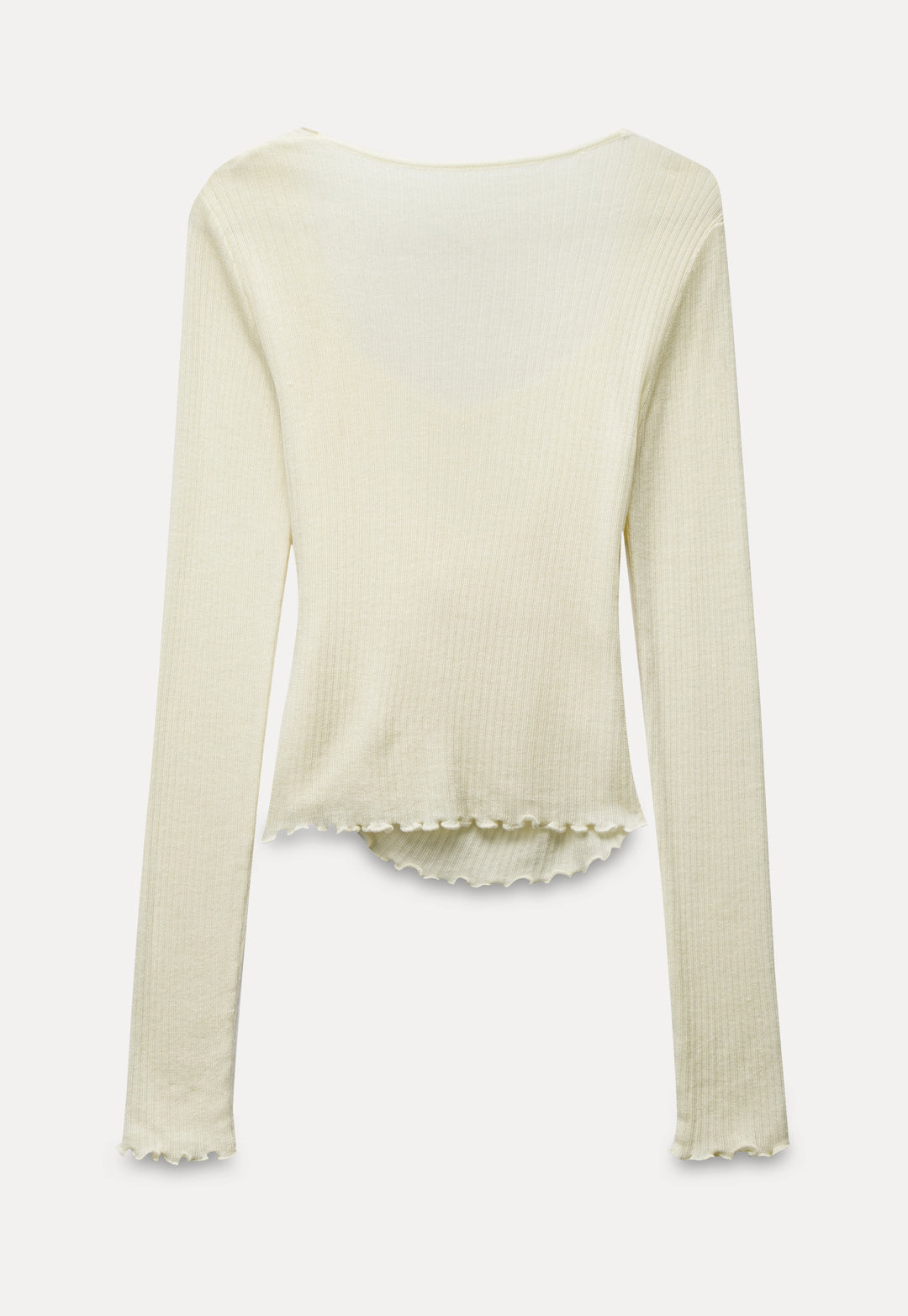 Soft Cream Ruched Long-Sleeve Top