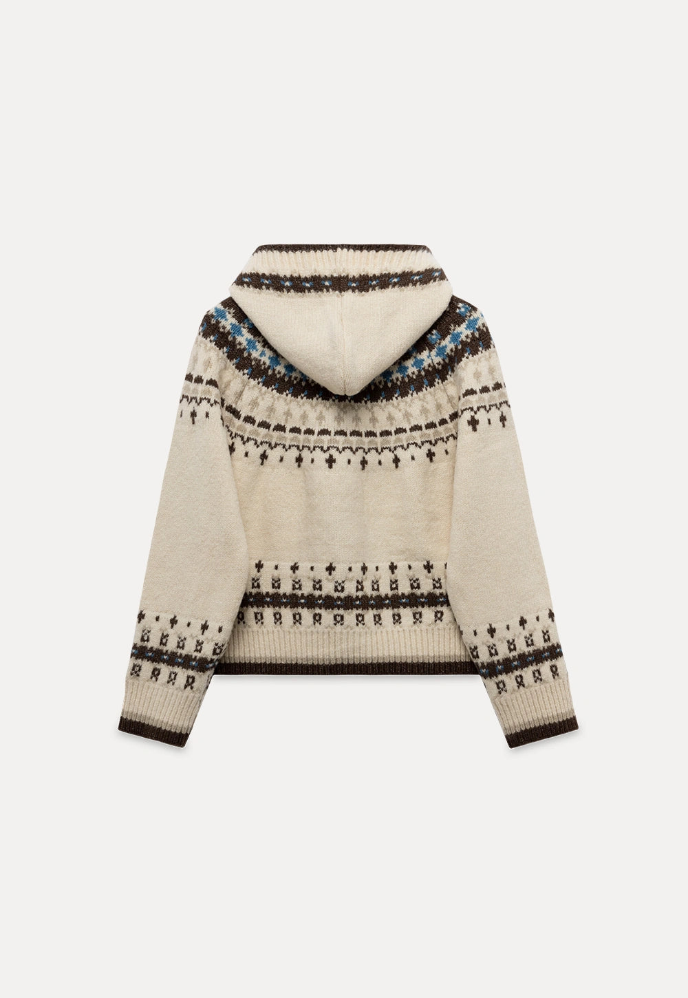 Women's Fair Isle Vintage Hooded Knit Cardigan