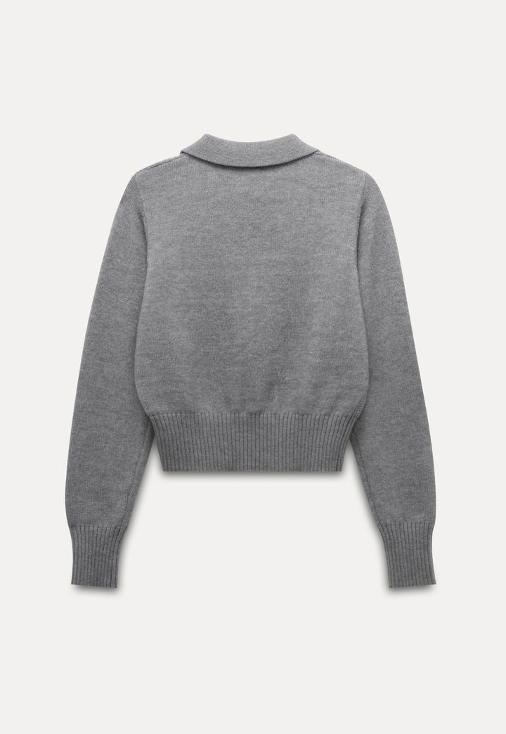 Women's Knitted Zip Polo Sweater