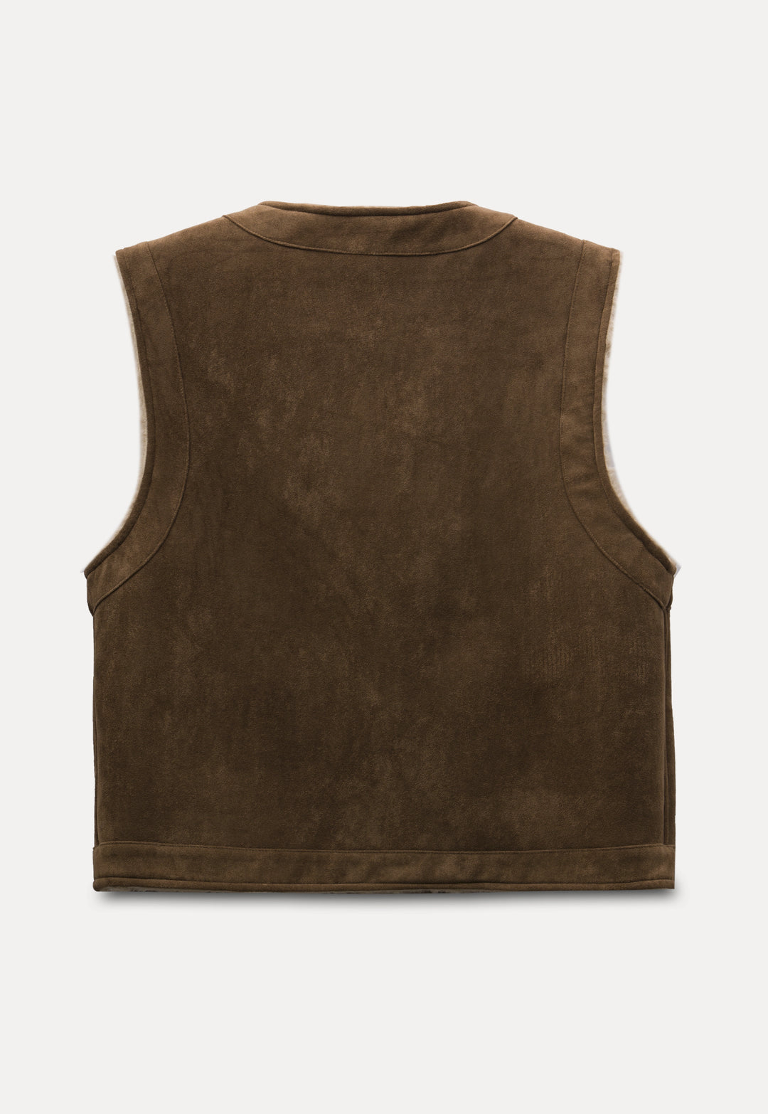 Women's Faux Suede Sleeveless Vest with Shearling Lining