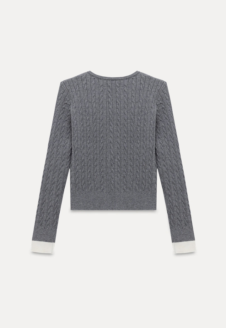 Women's Classic Cable Knit Henley Sweater