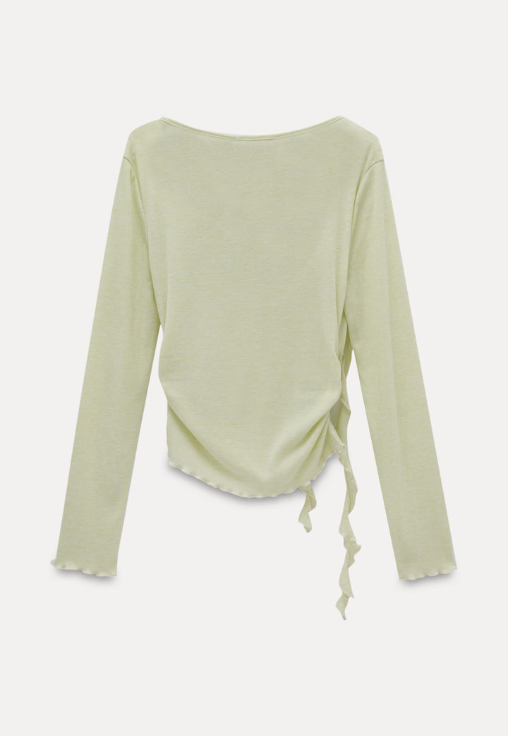 Women’s Swling Neck Pleated Long Sleeve Knit Top