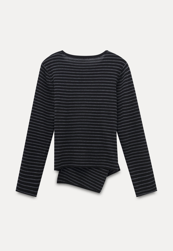 Women's Striped Asymmetric Hem Long Sleeve Top