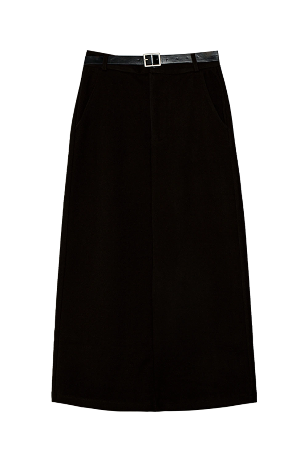 Women's Woolen Long Straight Skirt with Belt