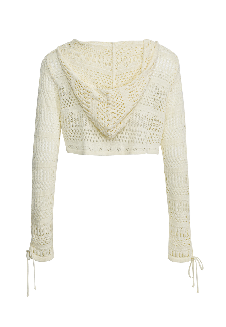 Women's Crochet Knit Hooded Cardigan