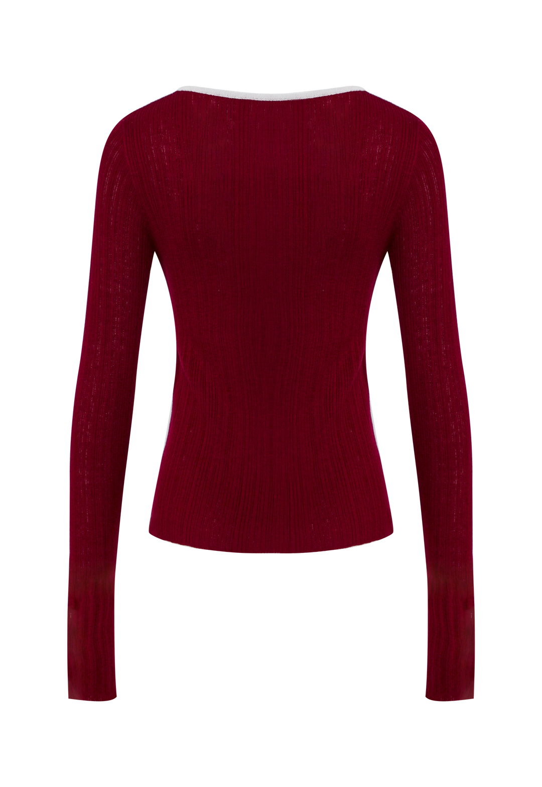 Women's Long-Sleeve Ribbed Knit Top with Tie Neck Detail