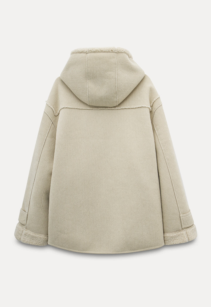 Women's Corduroy Toggle Coat with Hood