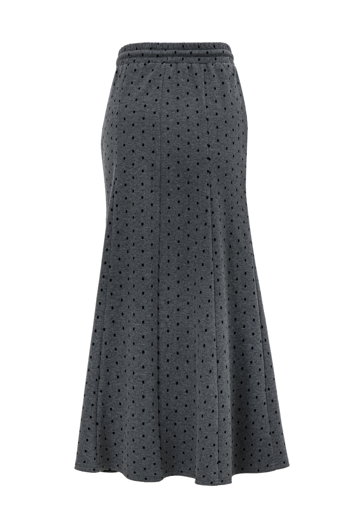 Women's Polka Dot Drawstring Waist Flared Midi Skirt