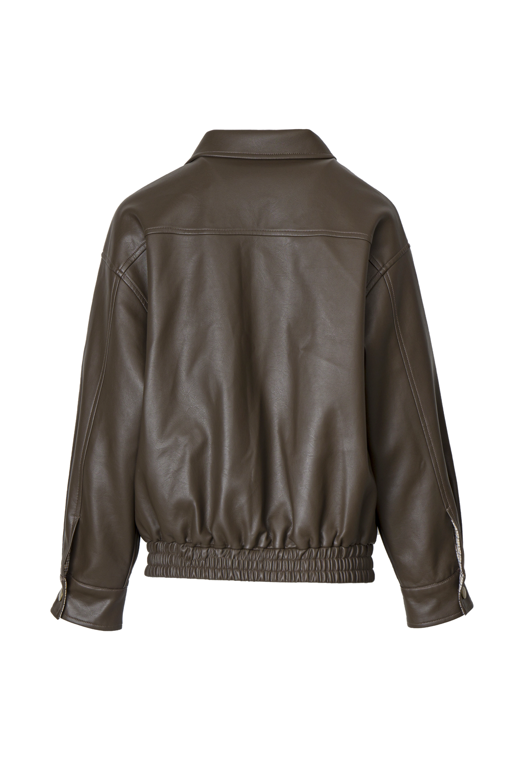 Women's Faux Leather Button-Up Bomber Jacket