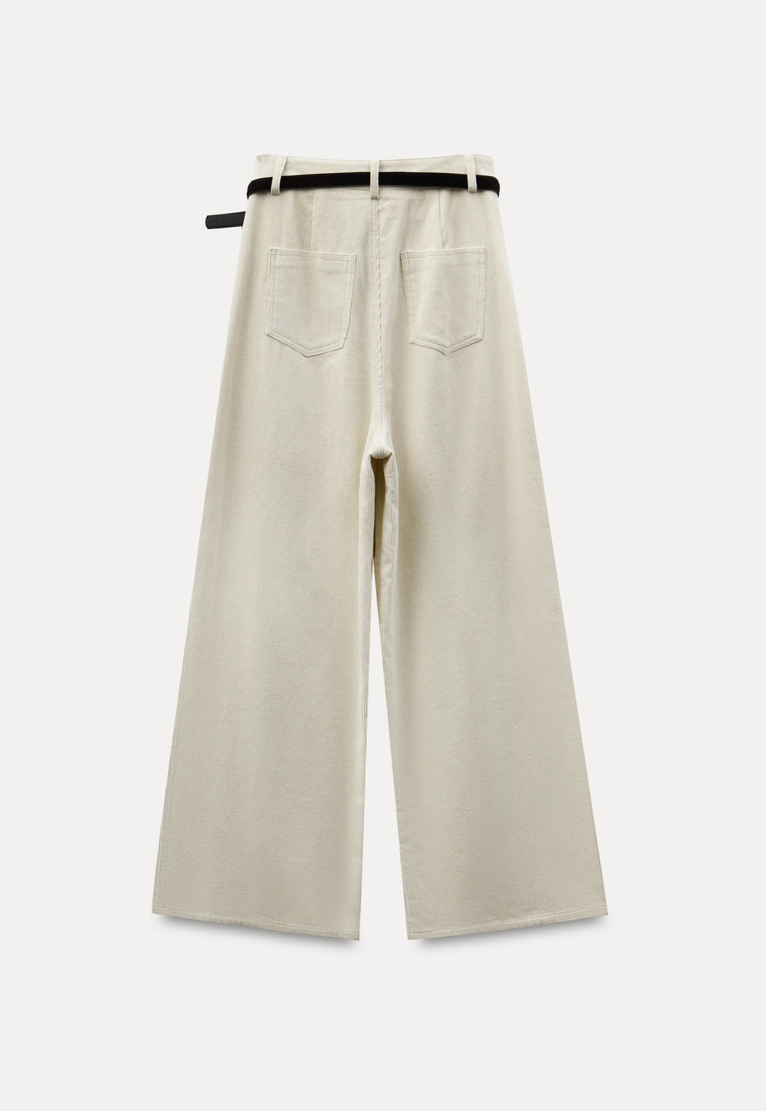 Wide-Leg Corduroy Pants with Belt