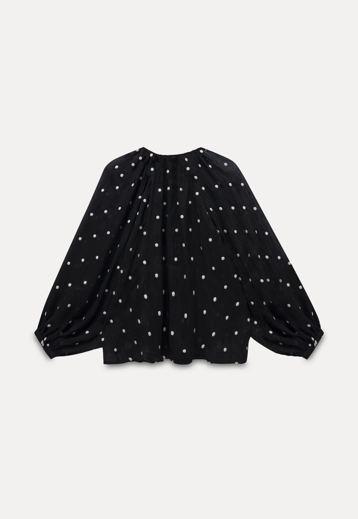 Polka Dot Long Sleeve Retro Elegant Top