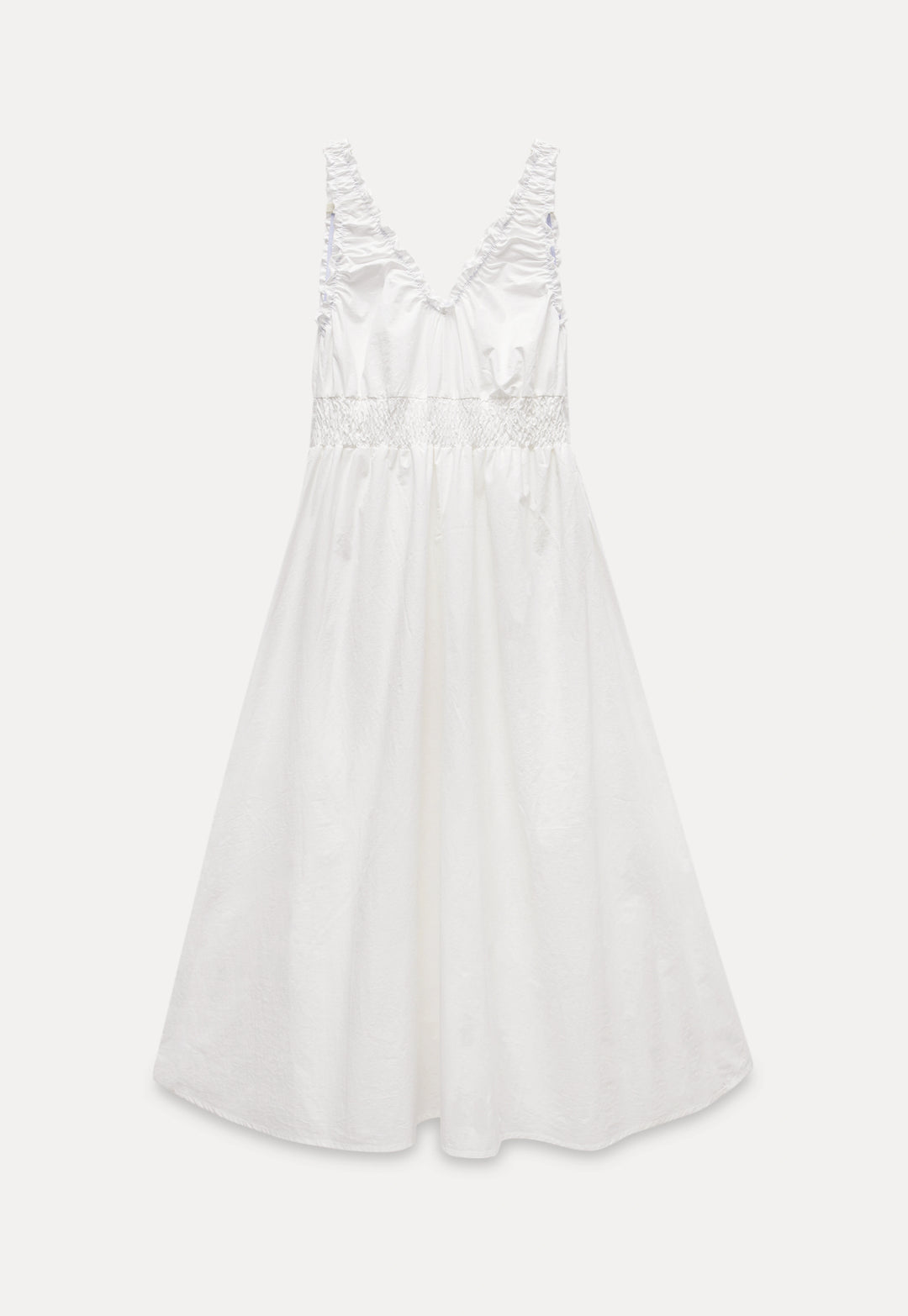 White Ruffled Strap A-Line Dress