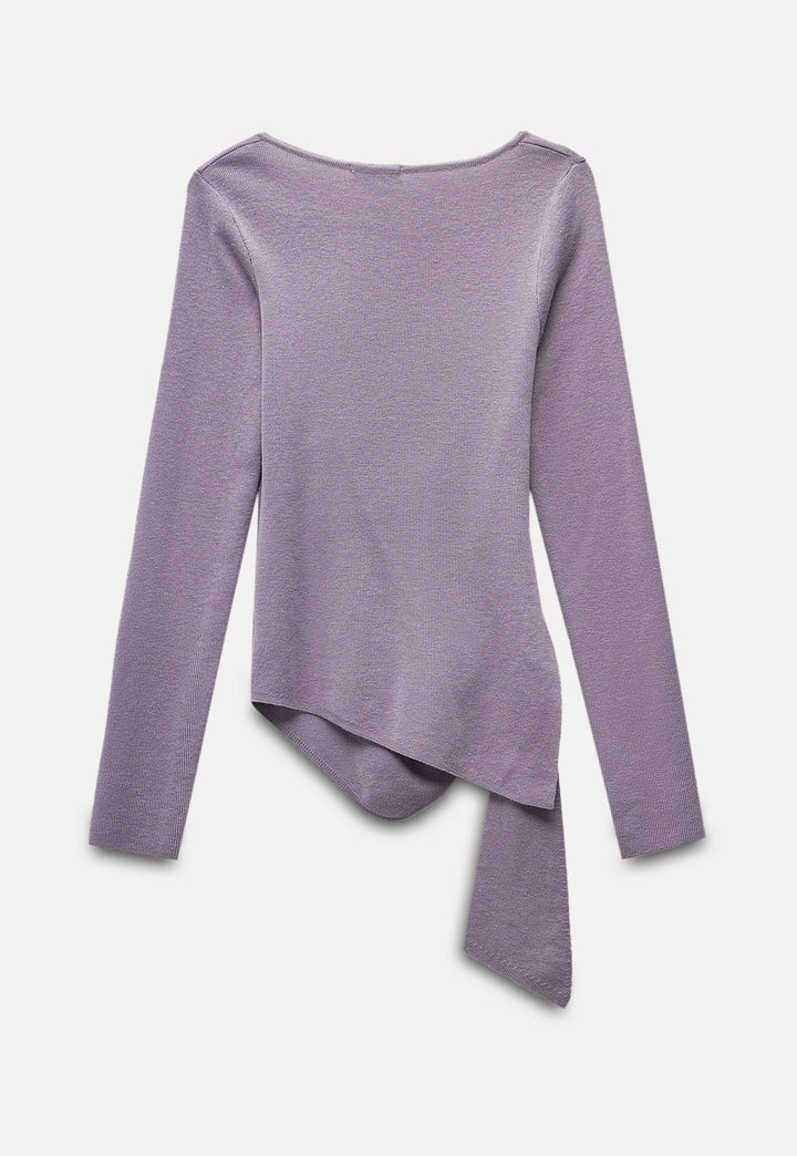 Asymmetrical Wrap Long Sleeve Knit Top