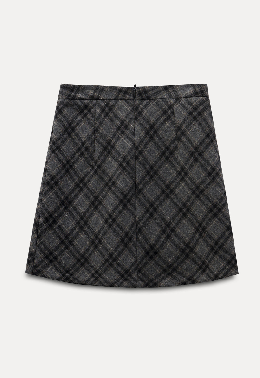 Plaid Patterned Wool Mini Skirt