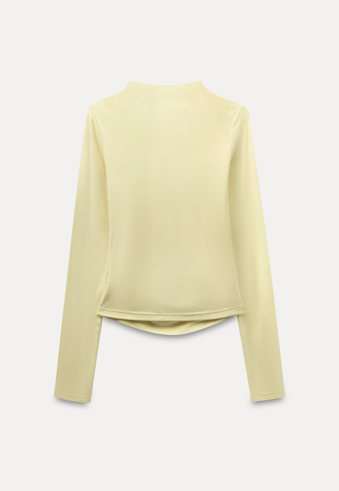 Gathered Side Detail High-Neck Long Sleeve Top