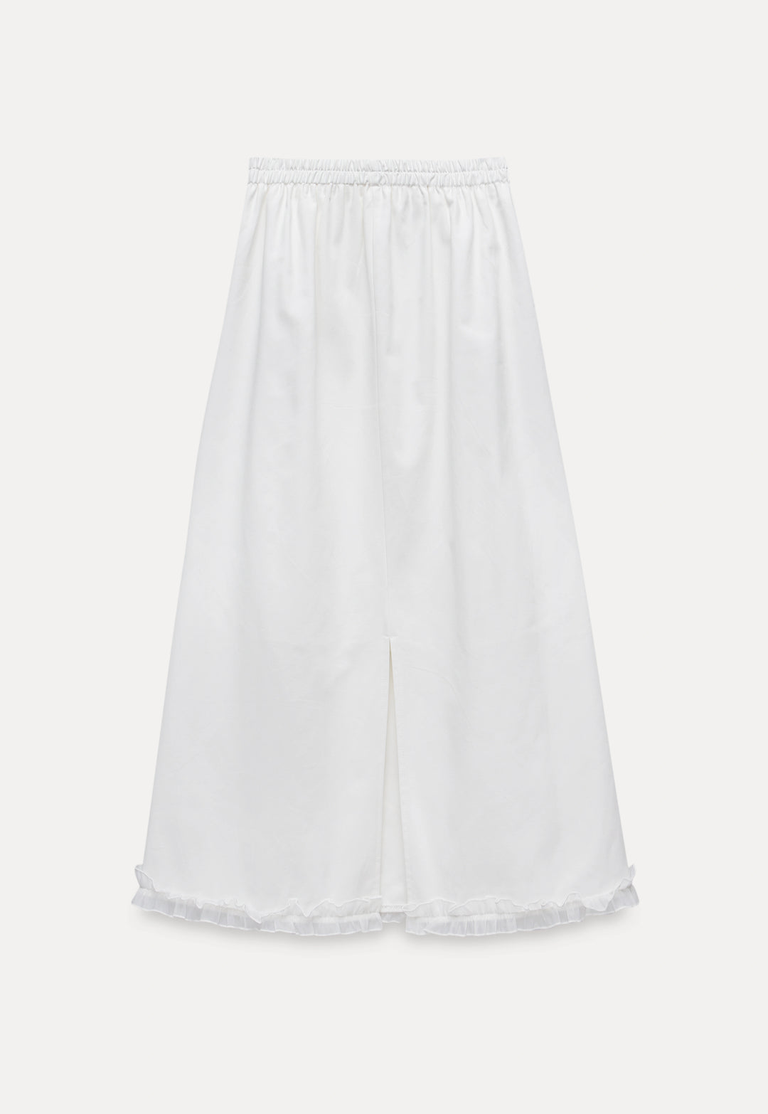 Women’s White Satin Ruffle Hem Skirt