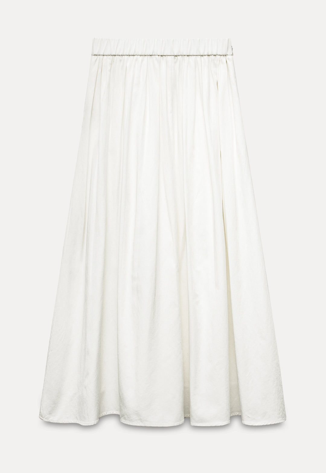 White Pleated A-Line Midi Skirt