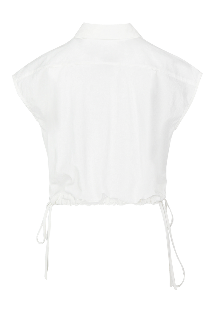 Women's White Sleeveless Button-Down Blouse