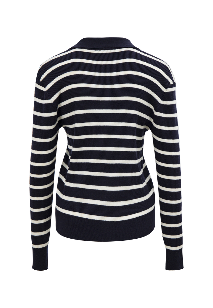 Women's Striped V-Neck Ribbed Knit Sweater