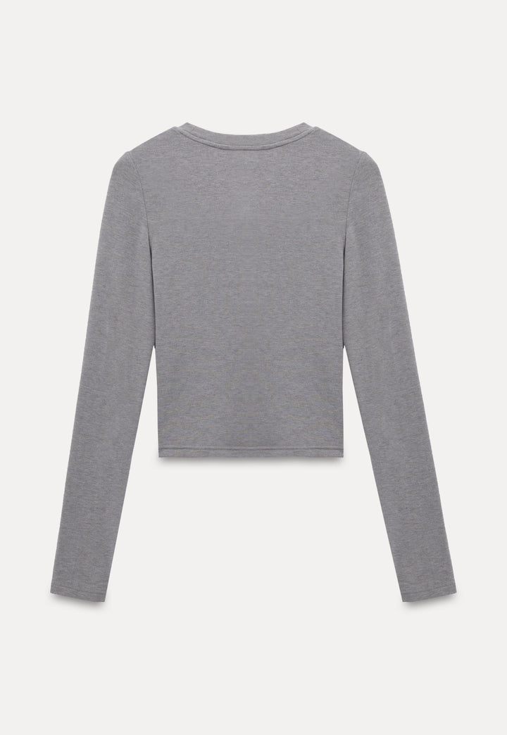 Basic Cropped Long-Sleeve T-Shirt