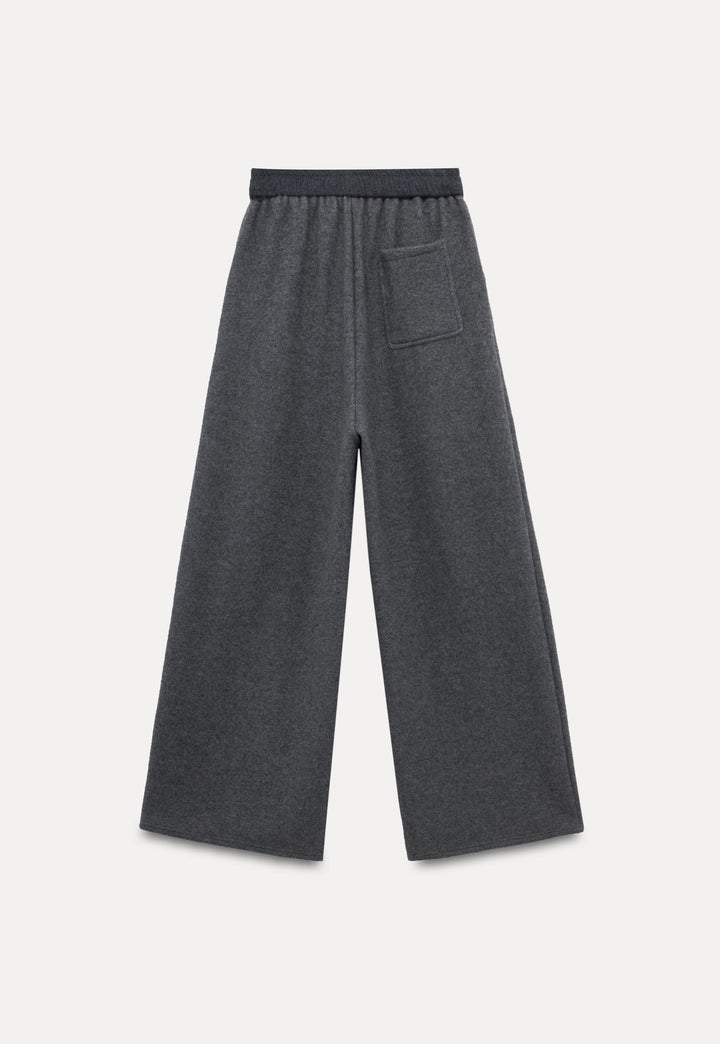 Wide-Leg Drawstring Woolen Casual Pants