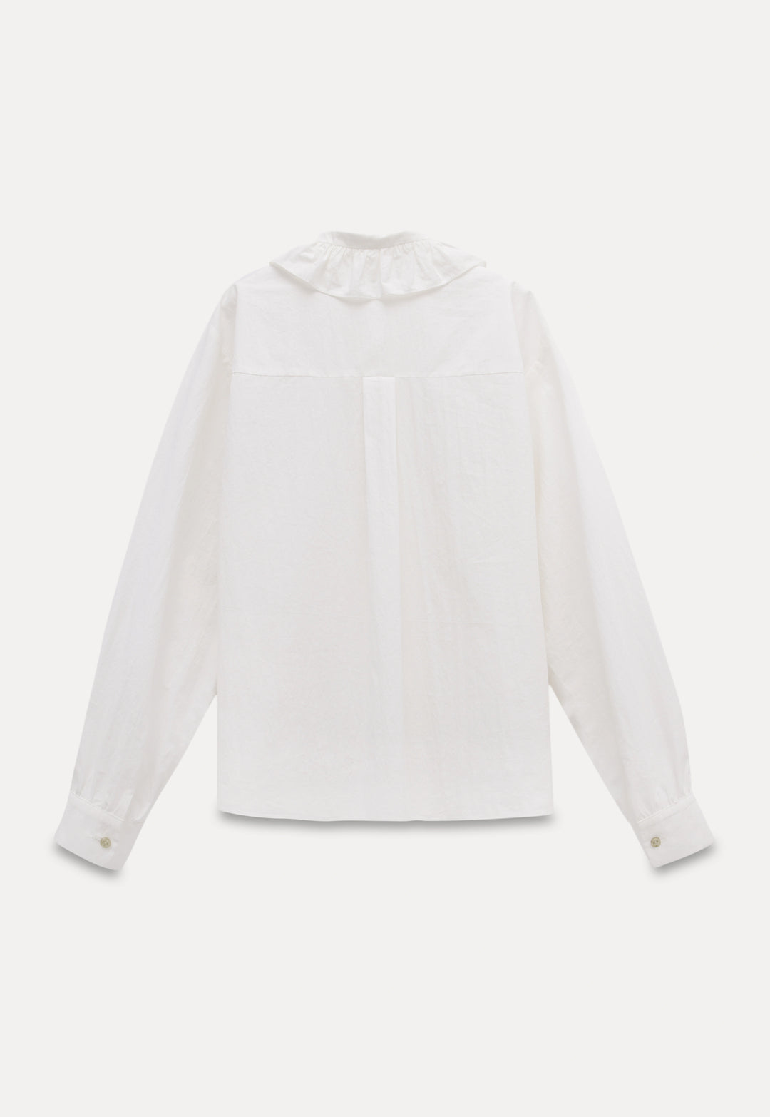 Feminine Ruffled Collar White Shirt