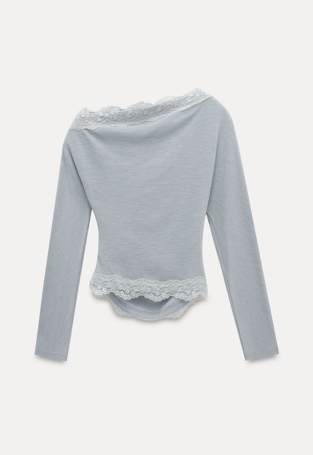 Women’s Lace-Trimmed Off-Shoulder Long Sleeve T-Shirts