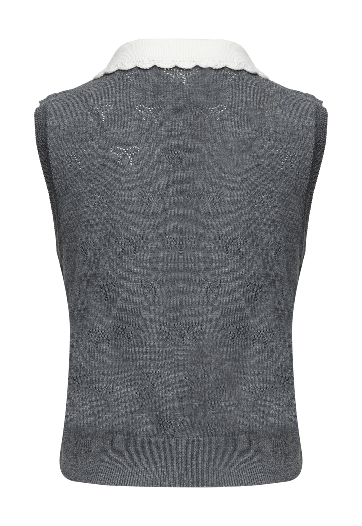 Women's Knitted Vest with Contrast Collar