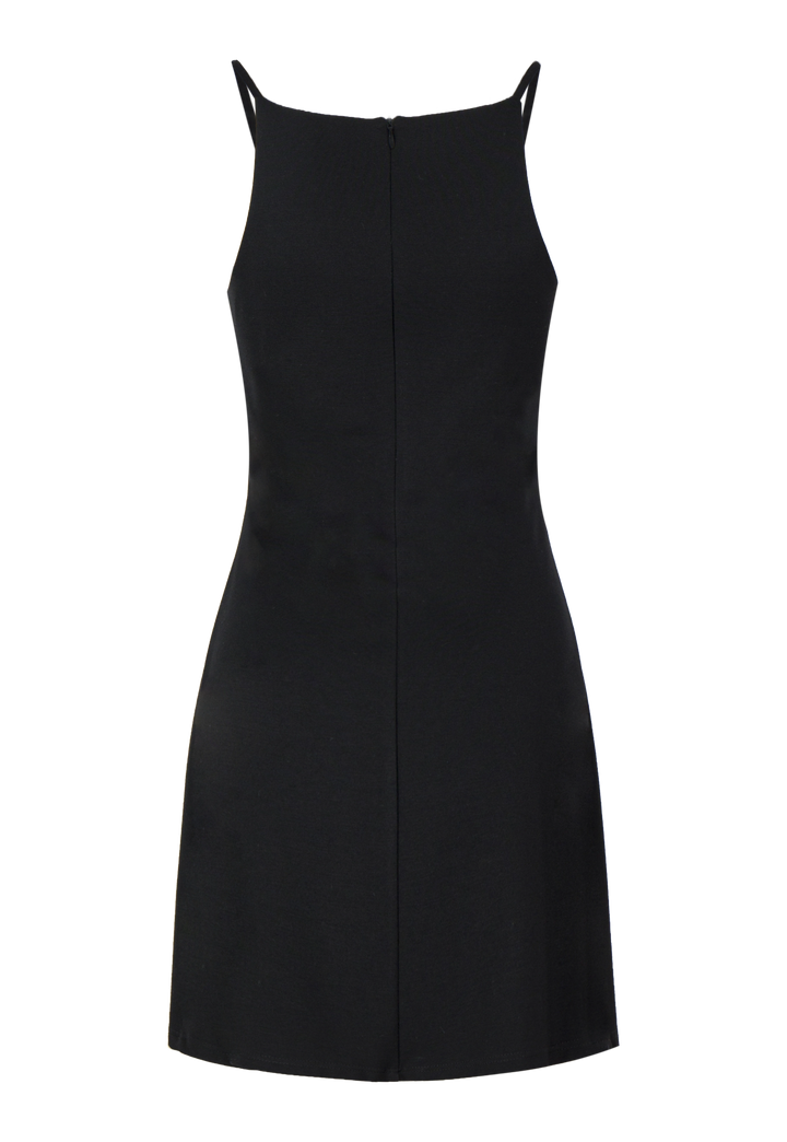 Vestido clásico negro con tirantes finos para mujer