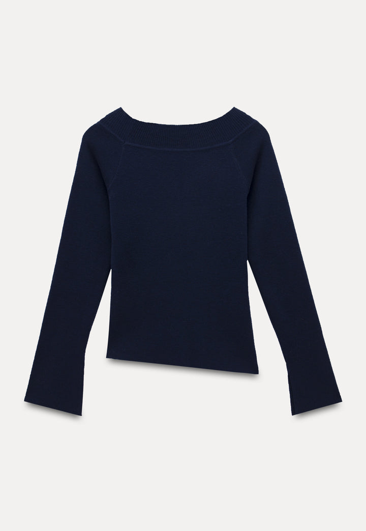 Women’s Off-Shoulder Asymmetrical Long Sleeve Knit Top