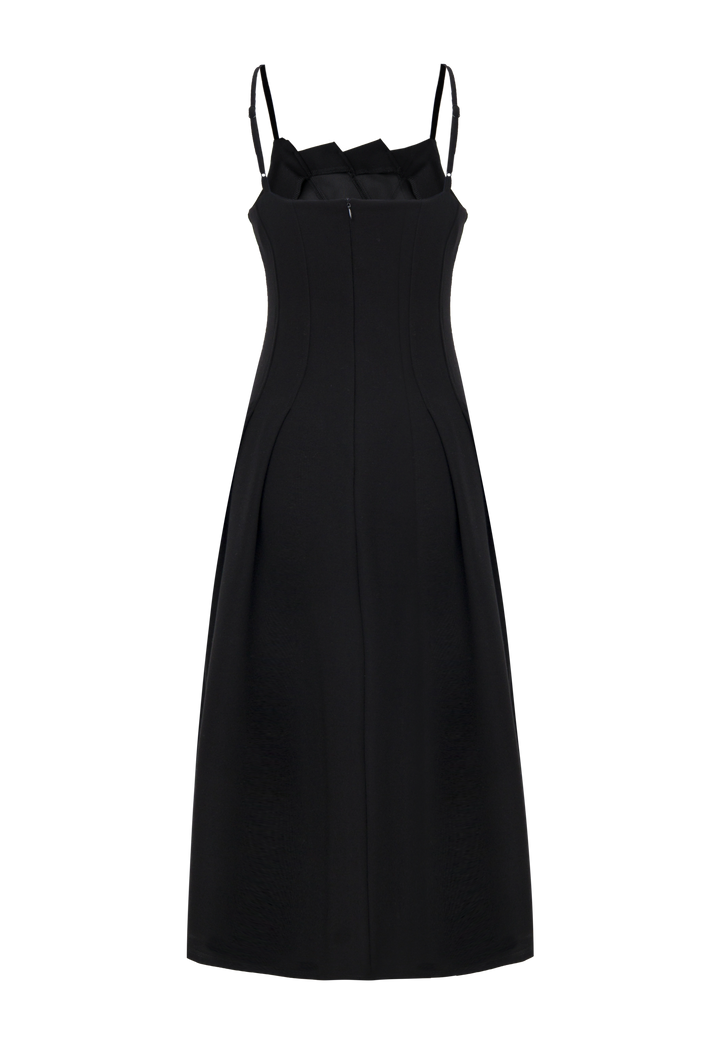 Women's Sleeveless Black Midi Dress