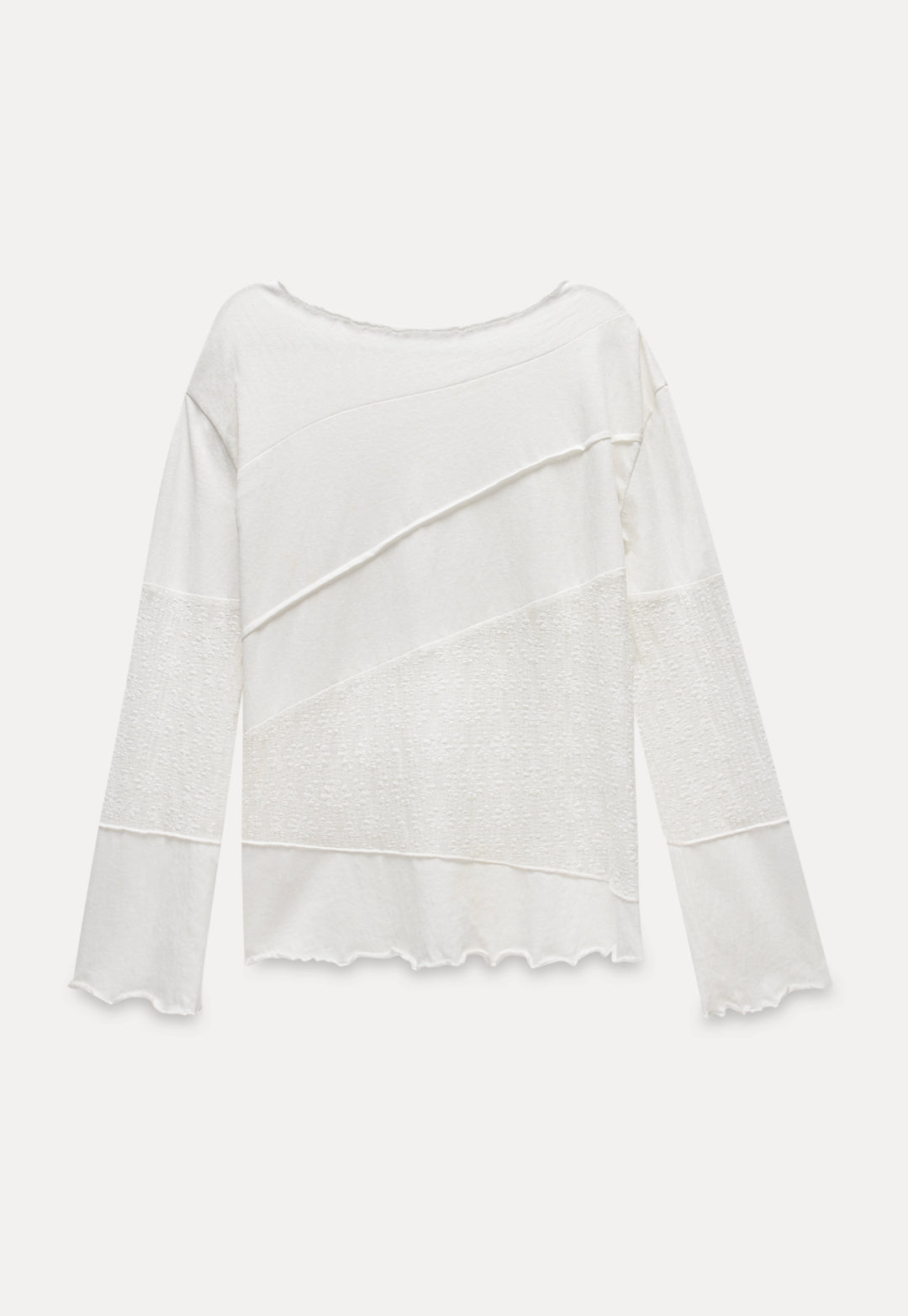 Women's White Long-Sleeve T-Shirts With Off Shoulder Design