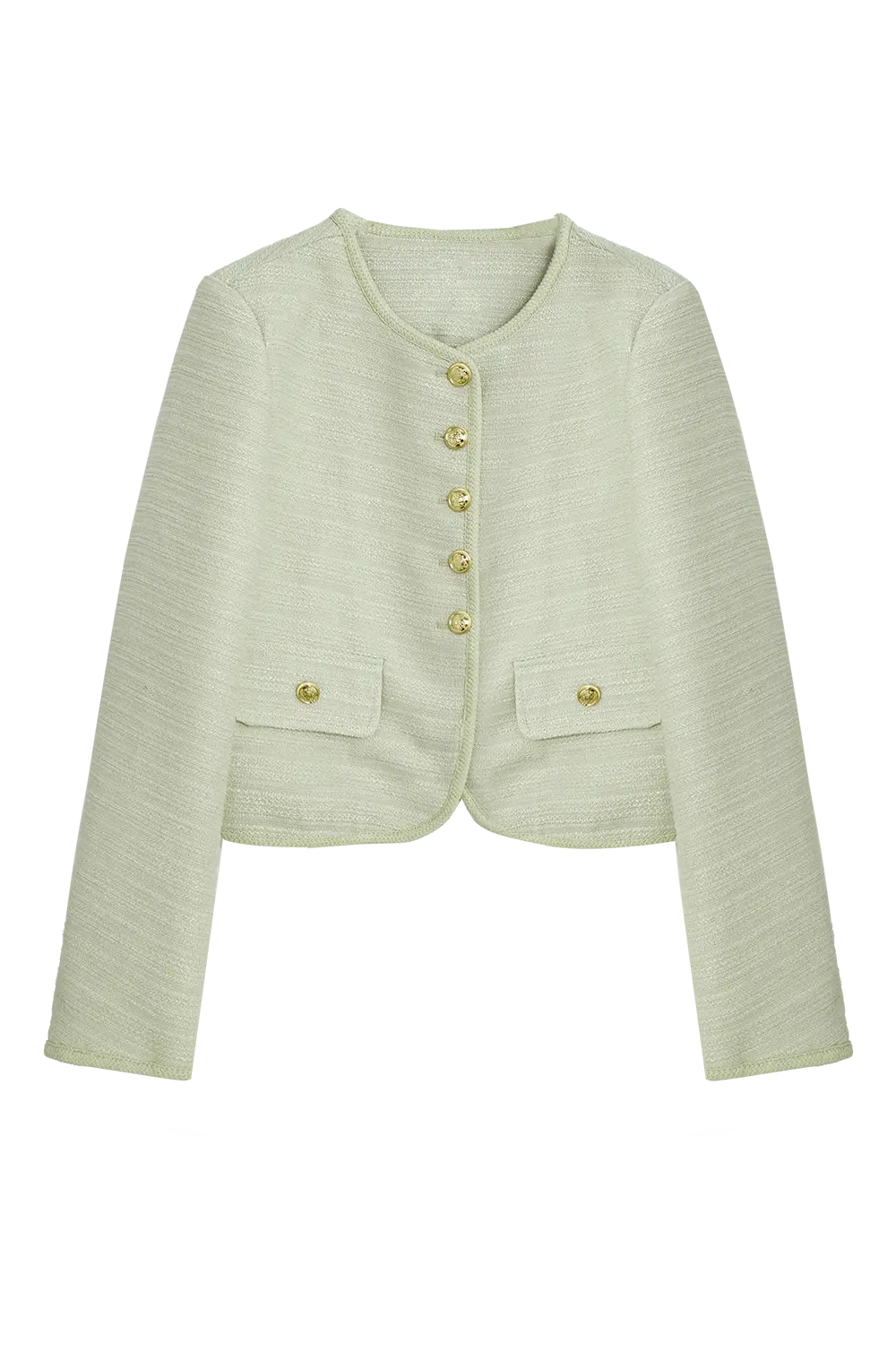 Textured Jacket with Gold Buttons Classic Women's Fashion