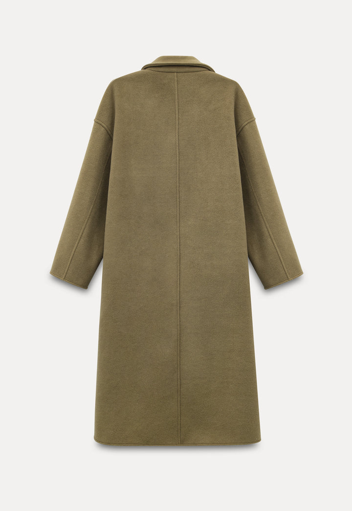 Women's Long Toggle Wool Coat with Patch Pockets