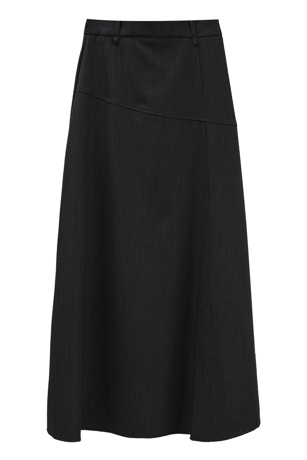 Jupe longue trapèze noire taille haute pour femmes