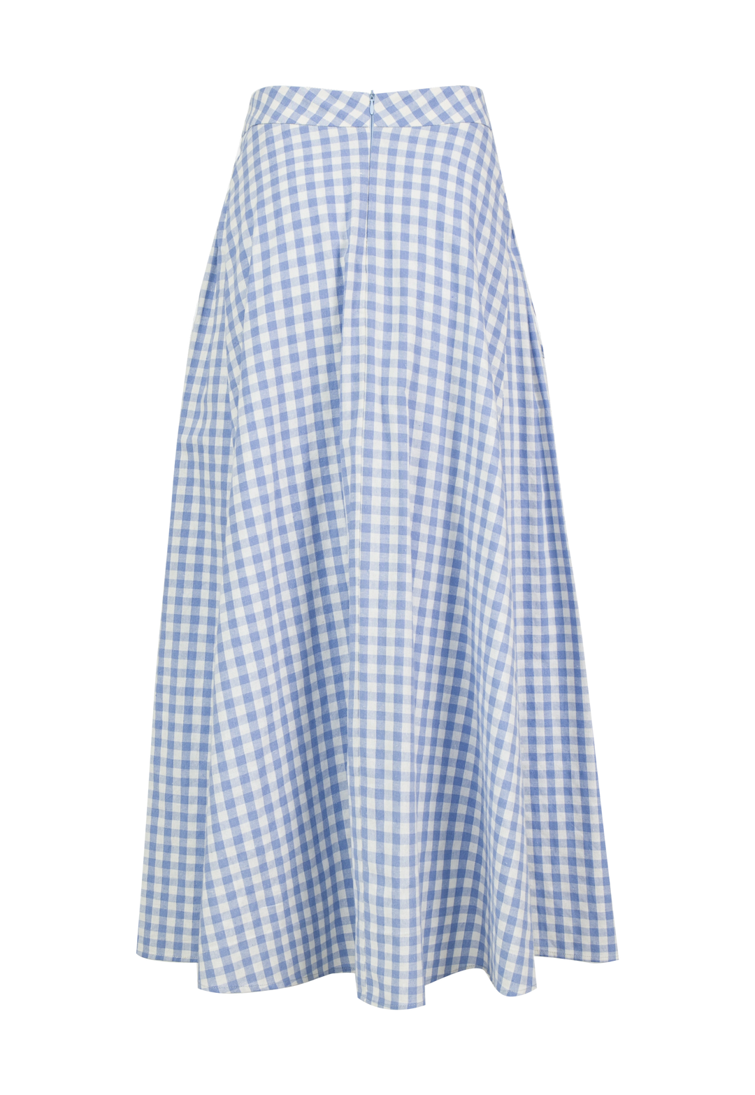 Skirt Midi Gingham A-Line Wanita