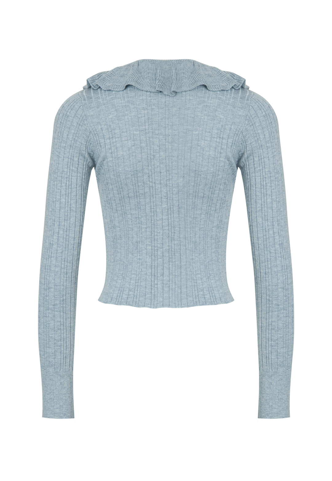 Women's V-Neck Long Sleeve Ruffle Knit Top